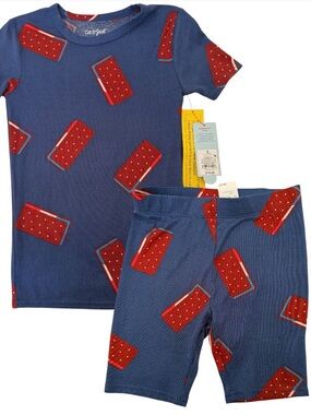 Cat & Jack Kids Pajama Set Blue Ice Cream Shirt & Shorts Size 8 NWT